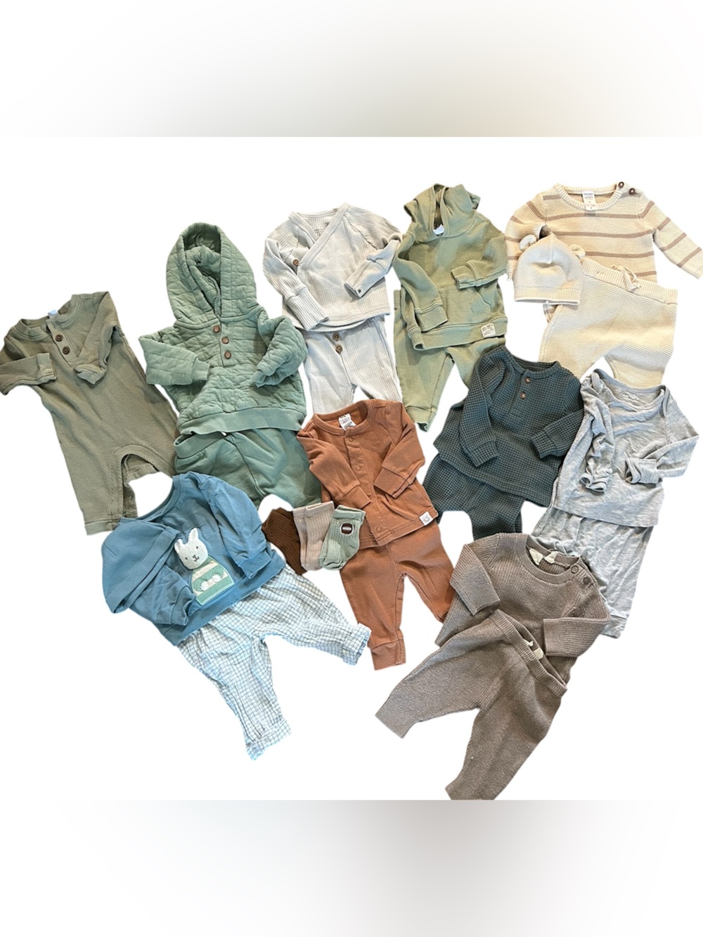 Carter's Neutral & Earth Tone Baby Matching Set - Green, Blue, Brown, Cream